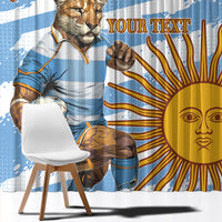 Custom Vamos Argentina Window Curtain The Pumas Rugby Mascot Sporty Version - Wonder Print Shop