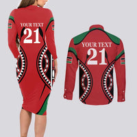 Custom Kenya Rugby Couples Matching Long Sleeve Bodycon Dress and Long Sleeve Button Shirt Summer Paris 2024 LT9 - Wonder Print Shop