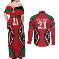 Custom Kenya Rugby Couples Matching Off Shoulder Maxi Dress and Long Sleeve Button Shirt Summer Paris 2024 LT9 - Wonder Print Shop