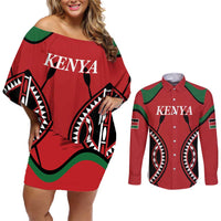 Custom Kenya Rugby Couples Matching Off Shoulder Short Dress and Long Sleeve Button Shirt Summer Paris 2024 LT9 - Wonder Print Shop