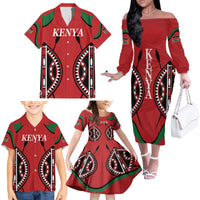 Custom Kenya Rugby Family Matching Off The Shoulder Long Sleeve Dress and Hawaiian Shirt Summer Paris 2024 - Wonder Print Shop