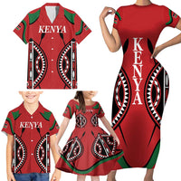 Custom Kenya Rugby Family Matching Short Sleeve Bodycon Dress and Hawaiian Shirt Summer Paris 2024 - Wonder Print Shop
