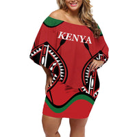 Custom Kenya Rugby Off Shoulder Short Dress Summer Paris 2024 - Wonder Print Shop