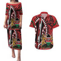 Kenya With African Shield Couples Matching Puletasi and Hawaiian Shirt LT9 - Wonder Print Shop