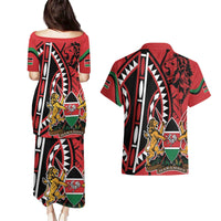 Kenya With African Shield Couples Matching Puletasi and Hawaiian Shirt LT9 - Wonder Print Shop
