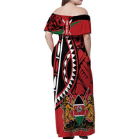 Kenya With African Shield Family Matching Off Shoulder Maxi Dress and Hawaiian Shirt LT9 - Wonder Print Shop