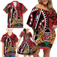 Kenya With African Shield Family Matching Off Shoulder Short Dress and Hawaiian Shirt LT9 - Wonder Print Shop