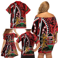 Kenya With African Shield Family Matching Off Shoulder Short Dress and Hawaiian Shirt LT9 - Wonder Print Shop