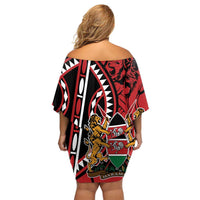 Kenya With African Shield Family Matching Off Shoulder Short Dress and Hawaiian Shirt LT9 - Wonder Print Shop