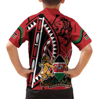 Kenya With African Shield Family Matching Short Sleeve Bodycon Dress and Hawaiian Shirt - Wonder Print Shop