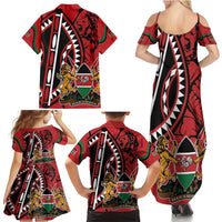 Kenya With African Shield Family Matching Summer Maxi Dress and Hawaiian Shirt - Wonder Print Shop