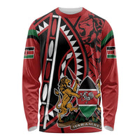 Kenya With African Shield Long Sleeve Shirt - Wonder Print Shop