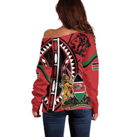 Kenya With African Shield Off Shoulder Sweater - Wonder Print Shop