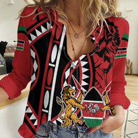 Kenya With African Shield Women Casual Shirt - Wonder Print Shop