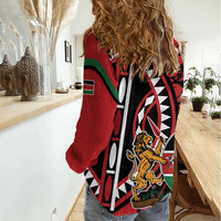 Kenya With African Shield Women Casual Shirt - Wonder Print Shop