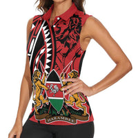 Kenya With African Shield Women Sleeveless Polo Shirt - Wonder Print Shop