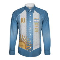 Argentina Campeones del Mundo 2026 Custom Long Sleeve Button Shirt Albiceleste Fourth Star Retro Style