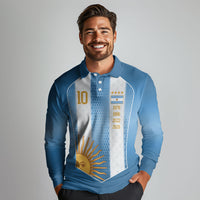 Argentina Campeones del Mundo 2026 Custom Long Sleeve Polo Shirt Albiceleste Fourth Star Retro Style