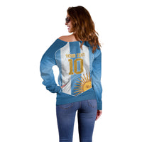 Argentina Campeones del Mundo 2026 Custom Off Shoulder Sweater Albiceleste Fourth Star Retro Style