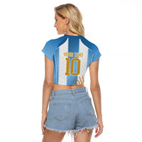 Argentina Campeones del Mundo 2026 Custom Raglan Cropped T Shirt Albiceleste Fourth Star Retro Style