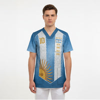Argentina Campeones del Mundo 2026 Custom Scrub Top Albiceleste Fourth Star Retro Style