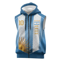 Argentina Campeones del Mundo 2026 Custom Sleeveless Zip Hoodie Albiceleste Fourth Star Retro Style