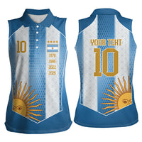 Argentina Campeones del Mundo 2026 Custom Women Sleeveless Polo Shirt Albiceleste Fourth Star Retro Style