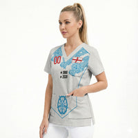 England World Champions 2026 Custom Scrub Top Three Lions Second Star Retro Style