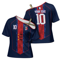 France Champion du Monde 2026 Custom Cross Shoulder Shirt Les Bleus Third Star Retro Style