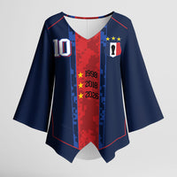 France Champion du Monde 2026 Custom Kimono Sleeve Blouse Les Bleus Third Star Retro Style