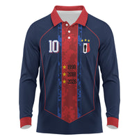France Champion du Monde 2026 Custom Long Sleeve Polo Shirt Les Bleus Third Star Retro Style