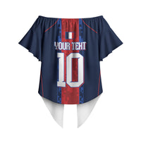 France Champion du Monde 2026 Custom Off Shoulder Wrap Waist Top Les Bleus Third Star Retro Style