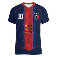 France Champion du Monde 2026 Custom Women V-Neck T-Shirt Les Bleus Third Star Retro Style