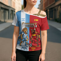 Argentina Spain World Final Football Personalized Cross Shoulder Shirt Un Idioma Dos Naciones Un Campeon