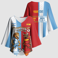 Argentina Spain World Final Football Personalized Kimono Sleeve Blouse Un Idioma Dos Naciones Un Campeon