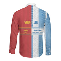 Argentina Spain World Final Football Personalized Long Sleeve Button Shirt Un Idioma Dos Naciones Un Campeon
