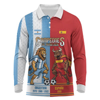Argentina Spain World Final Football Personalized Long Sleeve Polo Shirt Un Idioma Dos Naciones Un Campeon