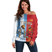 Argentina Spain World Final Football Personalized Off Shoulder Sweater Un Idioma Dos Naciones Un Campeon