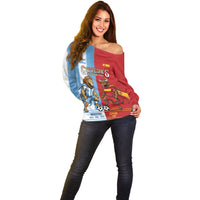 Argentina Spain World Final Football Personalized Off Shoulder Sweater Un Idioma Dos Naciones Un Campeon