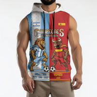 Argentina Spain World Final Football Personalized Sleeveless Hoodie Un Idioma Dos Naciones Un Campeon