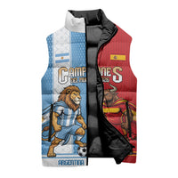 Argentina Spain World Final Football Personalized Sleeveless Puffer Jacket Un Idioma Dos Naciones Un Campeon