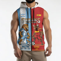 Argentina Spain World Final Football Personalized Sleeveless Zip Hoodie Un Idioma Dos Naciones Un Campeon