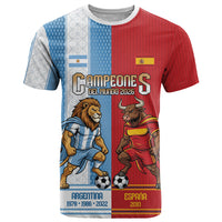 Argentina Spain World Final Football Personalized T Shirt Un Idioma Dos Naciones Un Campeon