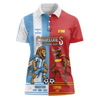 Argentina Spain World Final Football Personalized Women Polo Shirt Un Idioma Dos Naciones Un Campeon