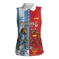 Argentina Spain World Final Football Personalized Women Sleeveless Polo Shirt Un Idioma Dos Naciones Un Campeon