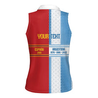 Argentina Spain World Final Football Personalized Women Sleeveless Polo Shirt Un Idioma Dos Naciones Un Campeon