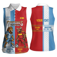 Argentina Spain World Final Football Personalized Women Sleeveless Polo Shirt Un Idioma Dos Naciones Un Campeon