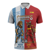 Argentina Spain World Final Football Personalized Zipper Polo Shirt Un Idioma Dos Naciones Un Campeon