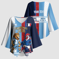 Argentina France World Final Football Personalized Kimono Sleeve Blouse Two Nations Five Stars One Trophy