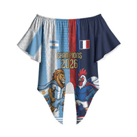 Argentina France World Final Football Personalized Off Shoulder Wrap Waist Top Two Nations Five Stars One Trophy